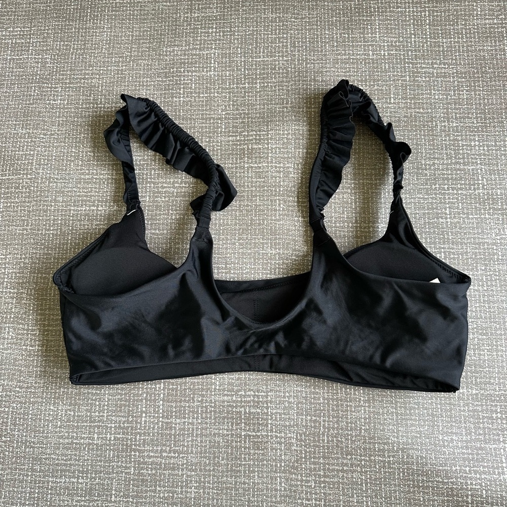 Aerie Bikini Top‎ Size Large Ruffled straps size Large black - Picture 12 of 13